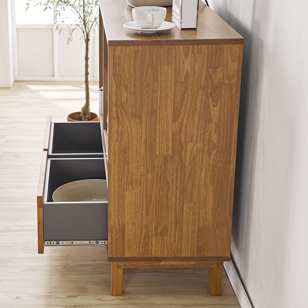 레티노 밥솥장 전자레인지 에어프라이어 밥솥레일 슬라이딩 선반 900x400x876mm, 2단, 멀바우