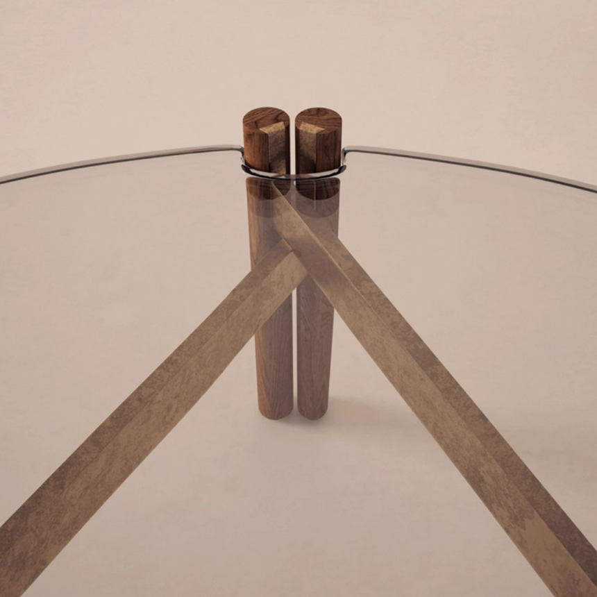 H 강화유리 원목 거실 우드 테이블 H Table S