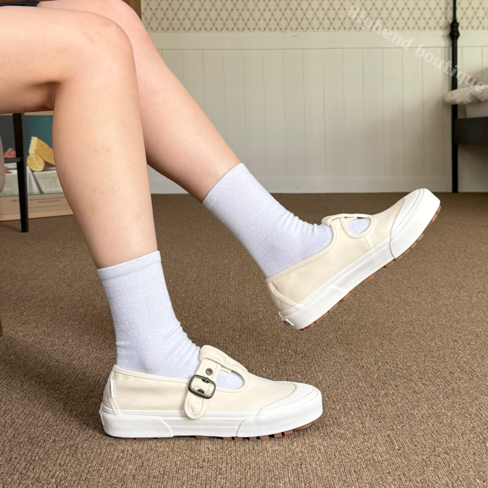 반스 메리제인 플랫 슈즈 여성 단화 아이보리, 250