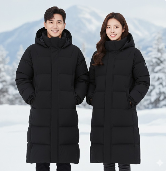 블랙야크 공용 겨울 아웃도어 벤치다운 덕다운 롱패딩 롱다운 점퍼 - 메인 이미지