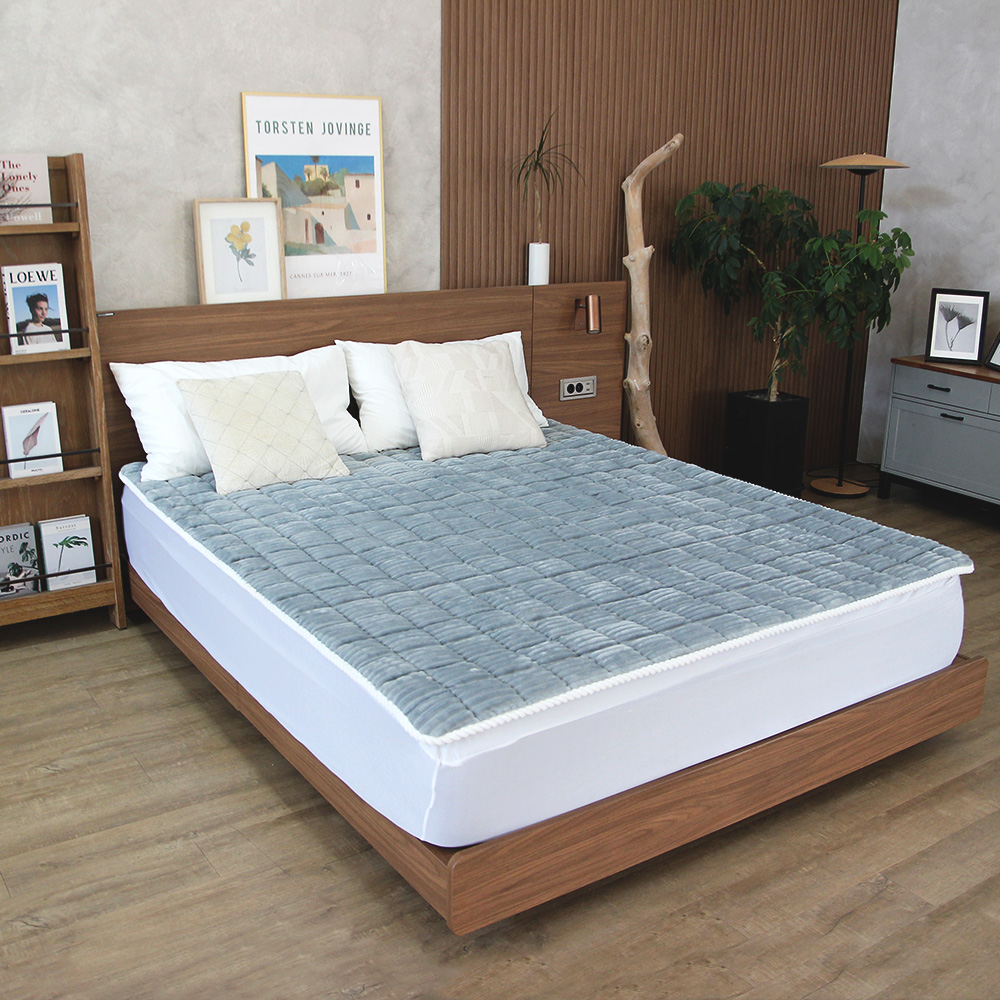 두툼한 극세사 드림 쿠션패치 거실러그 겨울용 그레이, 슈퍼싱글 110x200cm