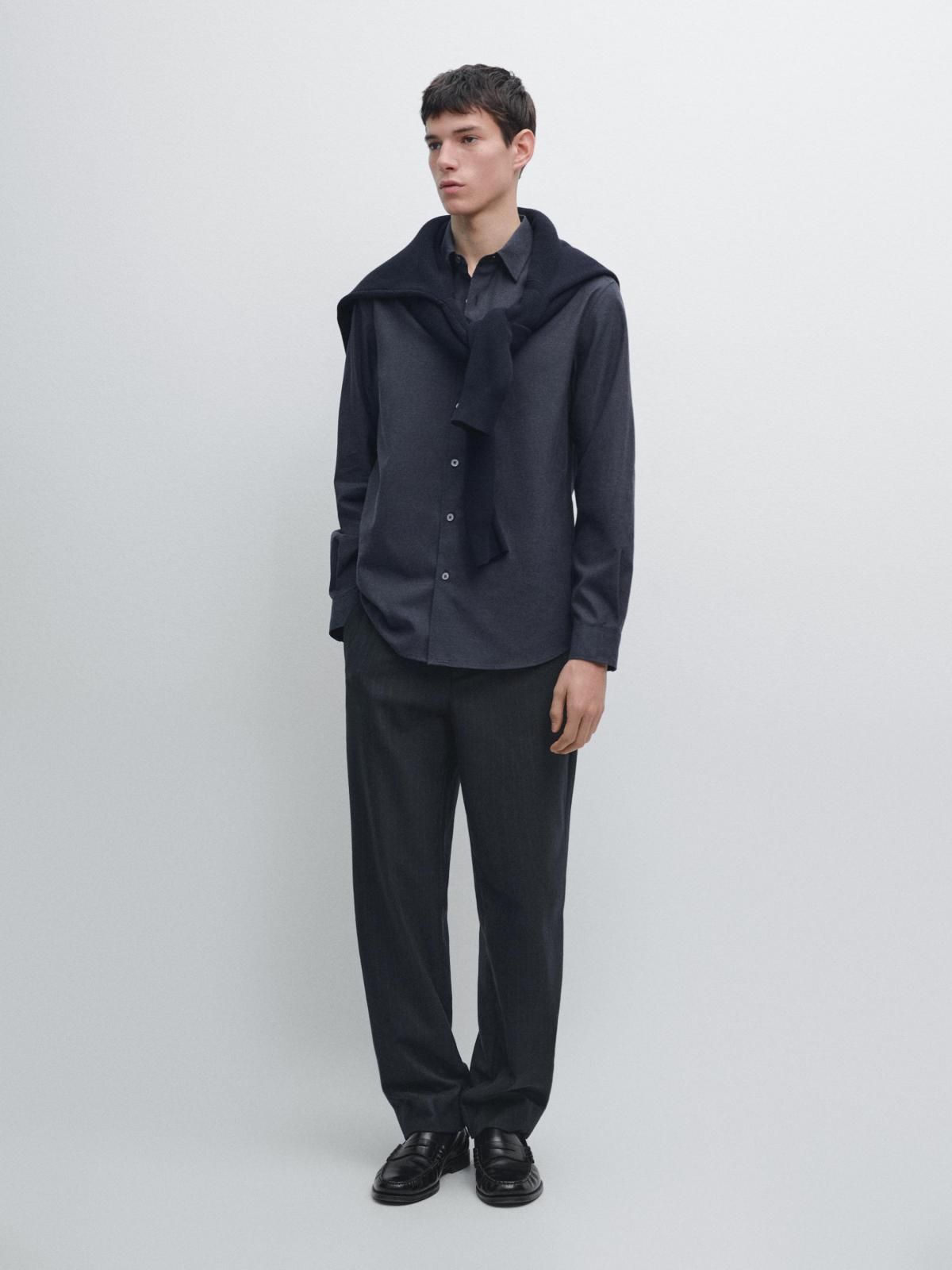 마시모두띠 테크니컬 멜란지 옥스포드 긴팔 셔츠 1901/298 NAVY BLUE - 상세 이미지 2