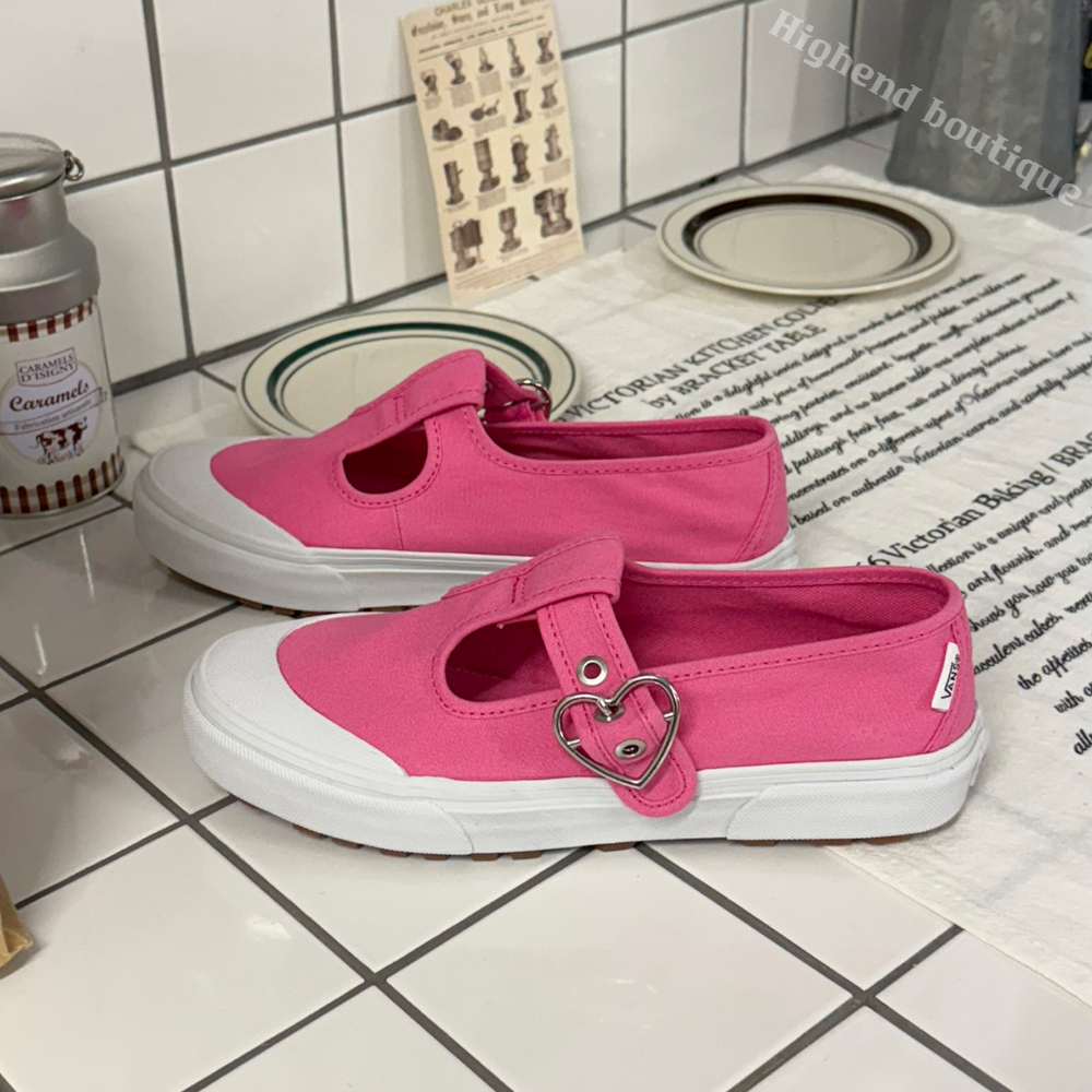 반스 메리제인 플랫 슈즈 여성 단화 하트버클 핑크, 230