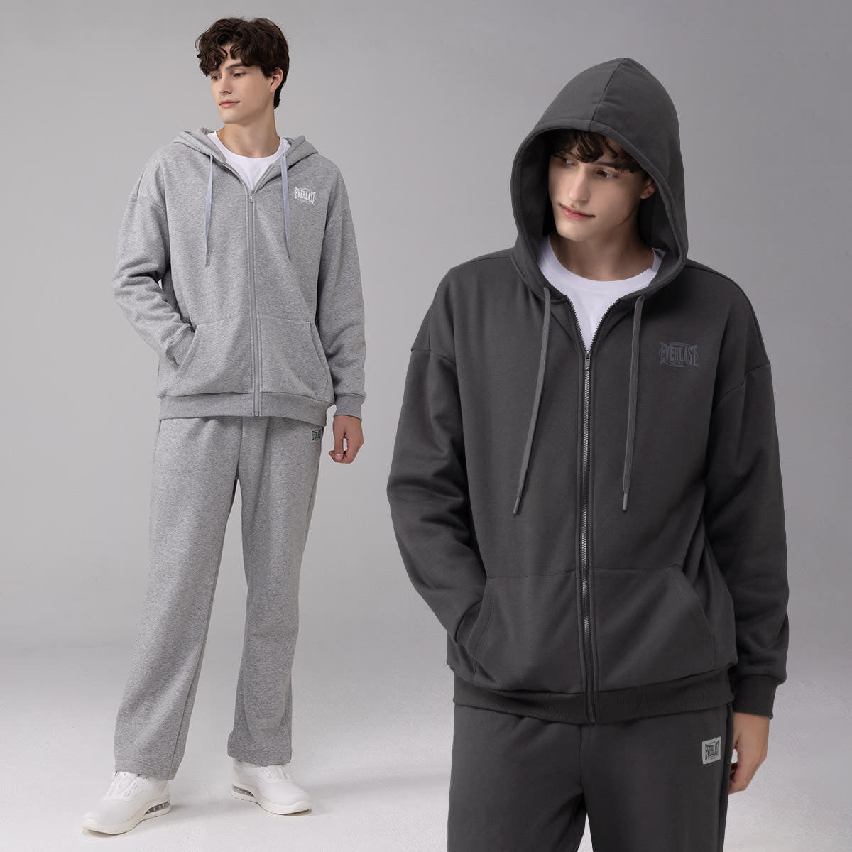 EVERLAST Korea 에버라스트 남자 기모 트레이닝복 세트 후드집업+일자팬츠