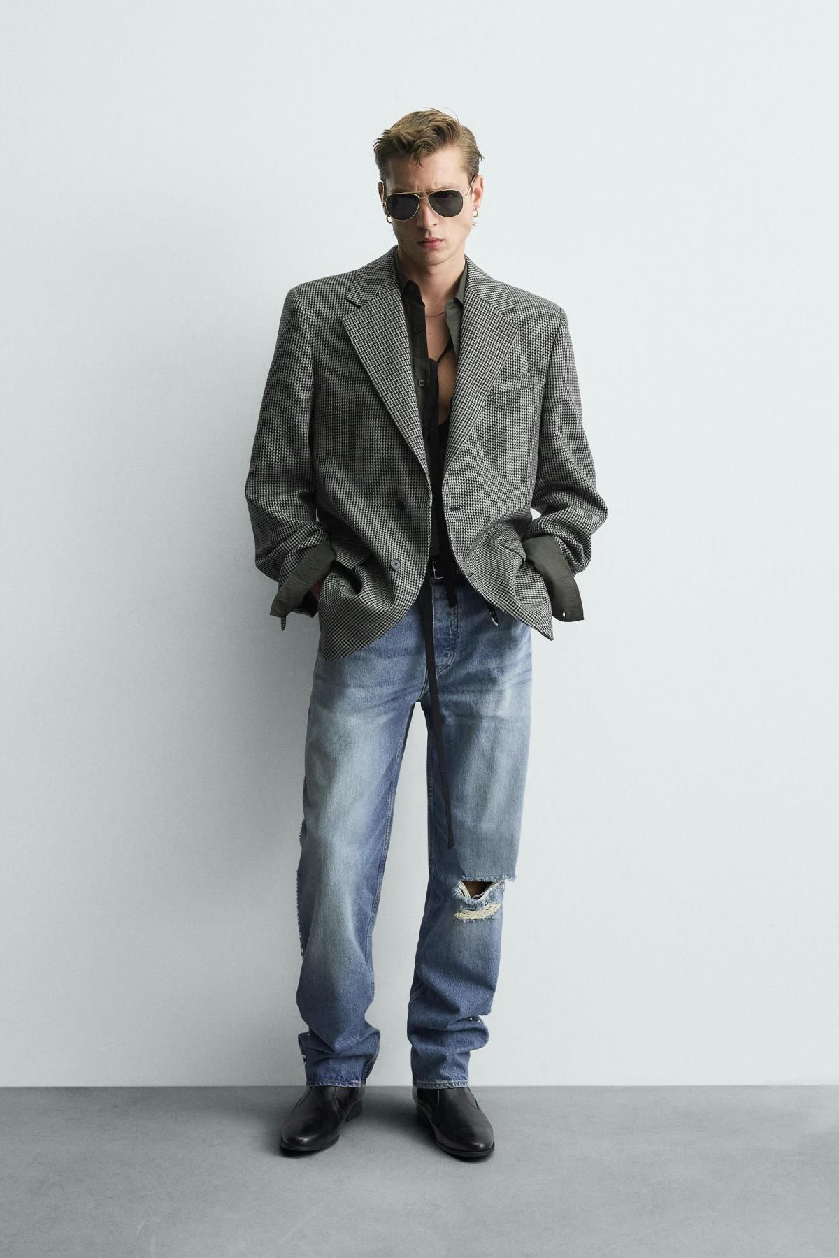 자라 한정판 하운드투스 울 테일러드 재킷 9390/887 BLACK / WHITE - 상세 이미지 2