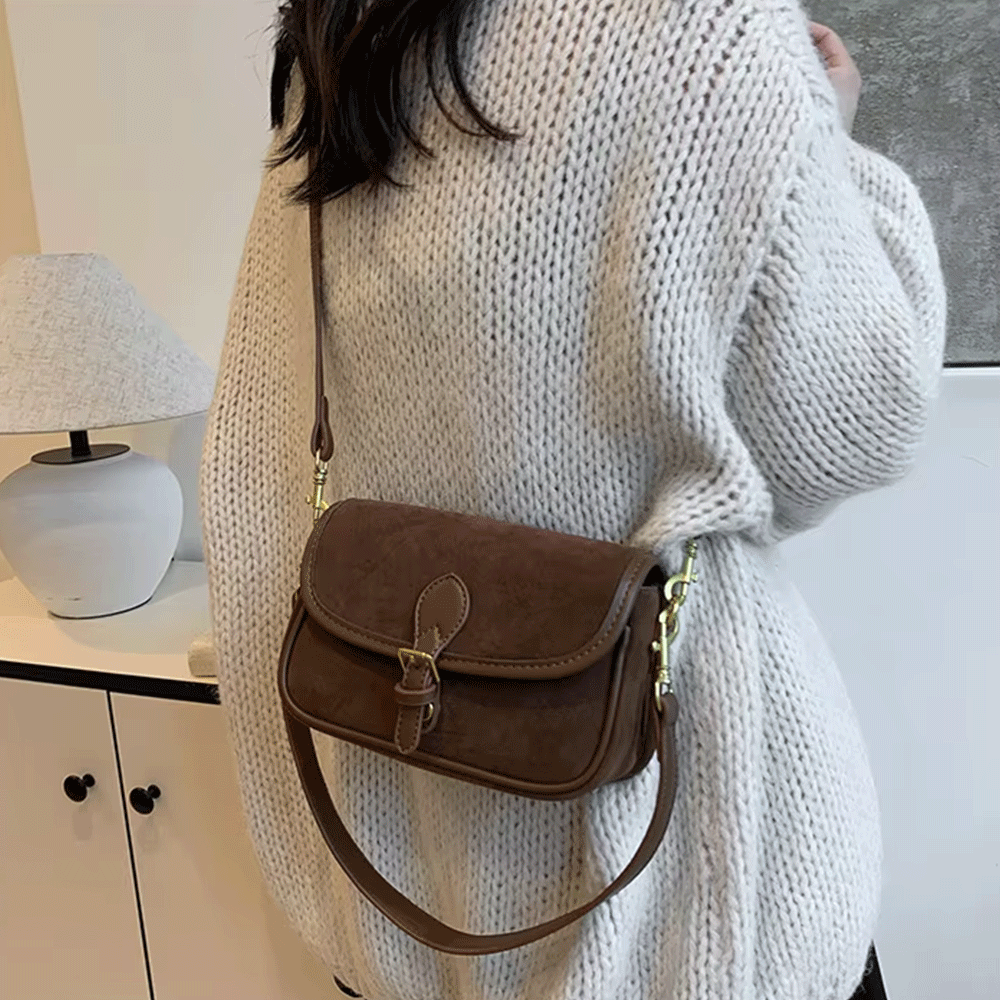 아르니 클래식 크로스백 여성 데일리 미니 숄더백 빈티지 버클 포인트 가죽핸드백 - 상세 이미지 2