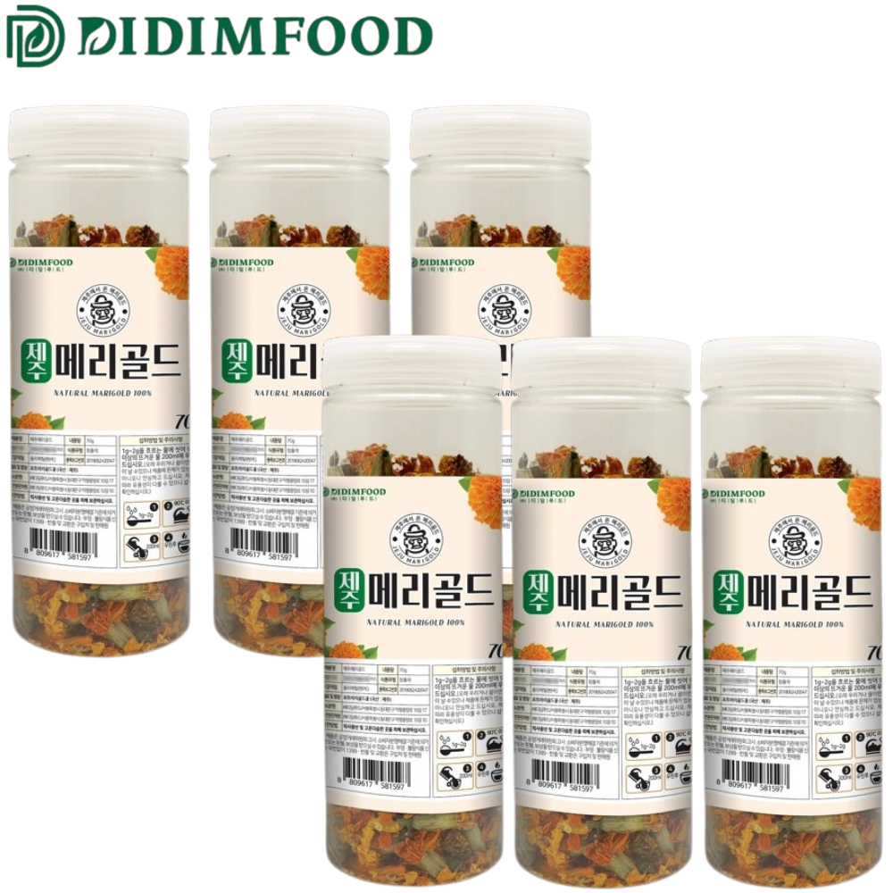 디딤푸드 프리미엄 제주 메리골드 꽃차 100% 70g 6병 마리골드 금잔화 꽃잎차 전통차 - 상품 이미지