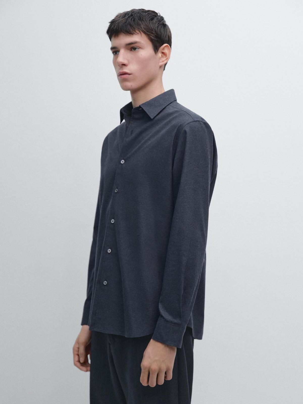 마시모두띠 테크니컬 멜란지 옥스포드 긴팔 셔츠 1901/298 NAVY BLUE - 상세 이미지 3