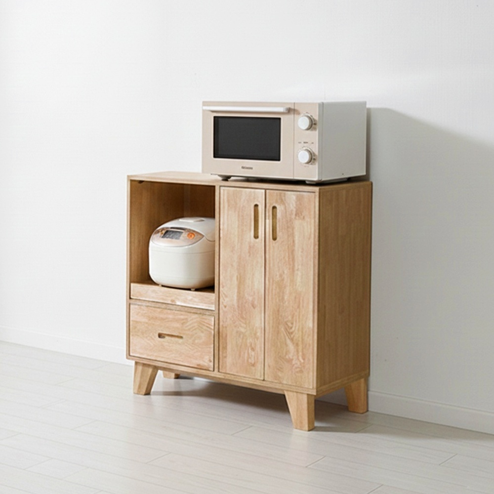 레티노 식기장 정수기 커피머신 받침대 냉장고옆수납장 그릇장 900x400x876mm, 2단, 고무나무내추럴 - 상세 이미지 2