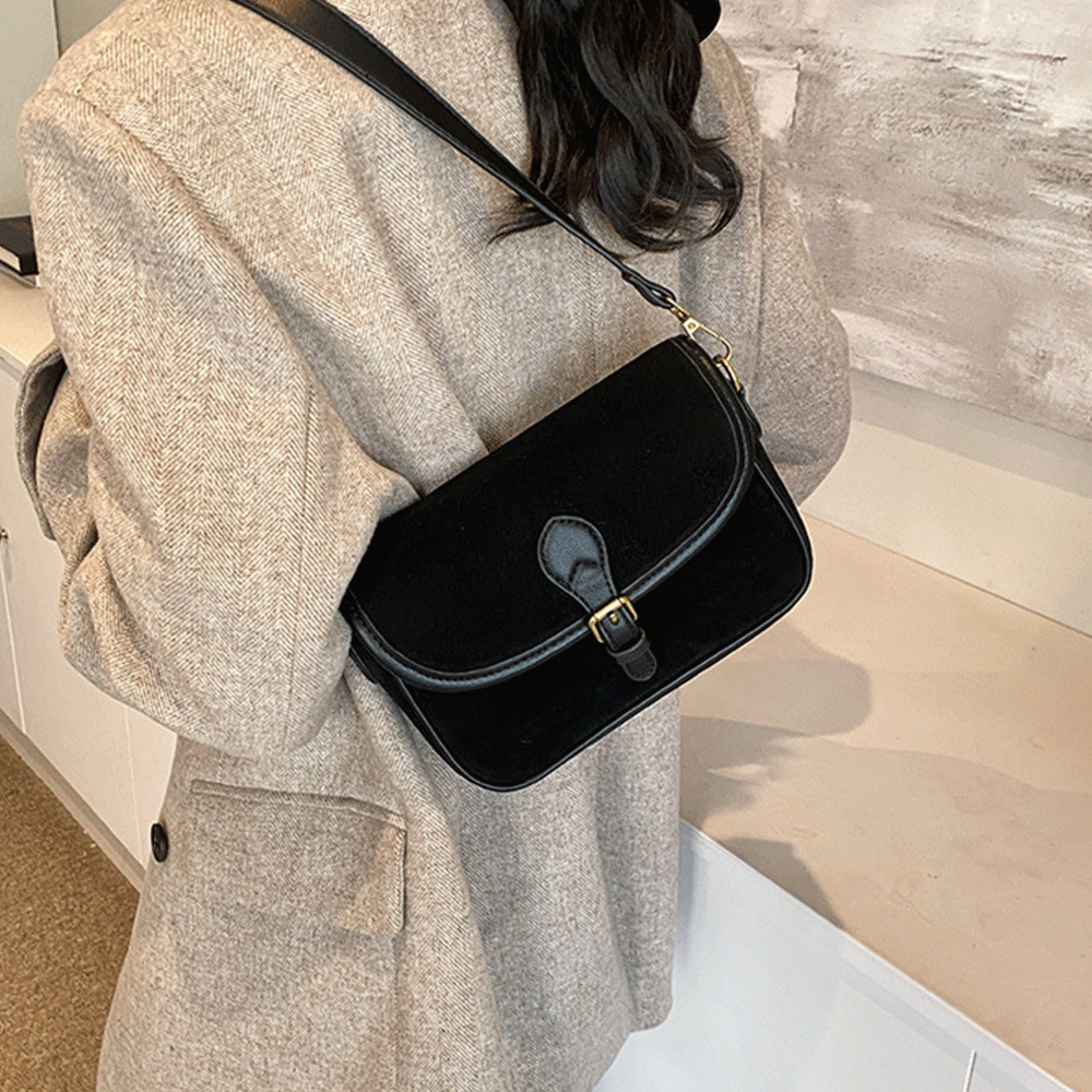 아르니 클래식 크로스백 여성 데일리 미니 숄더백 빈티지 버클 포인트 가죽핸드백 - 상세 이미지 3