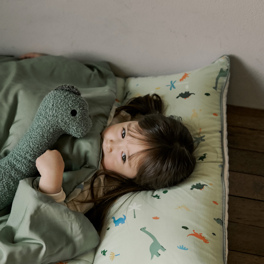 베베데코 올데이 일체형 어린이집 낮잠이불 듀라론 모달 듀얼 사계절 패드 블루밍래빗