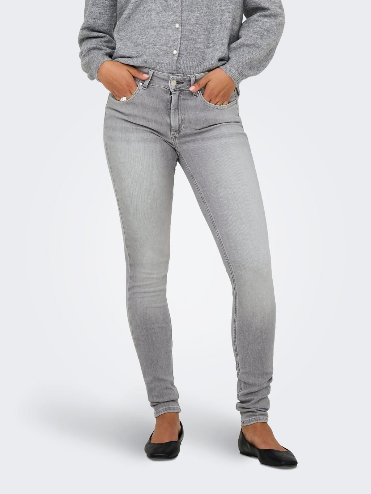 온리 그레이 미드웨이스트 스키니핏 데님 팬츠 15353696_2106 GREY / LIGHT GREY DENIM - 상품 이미지