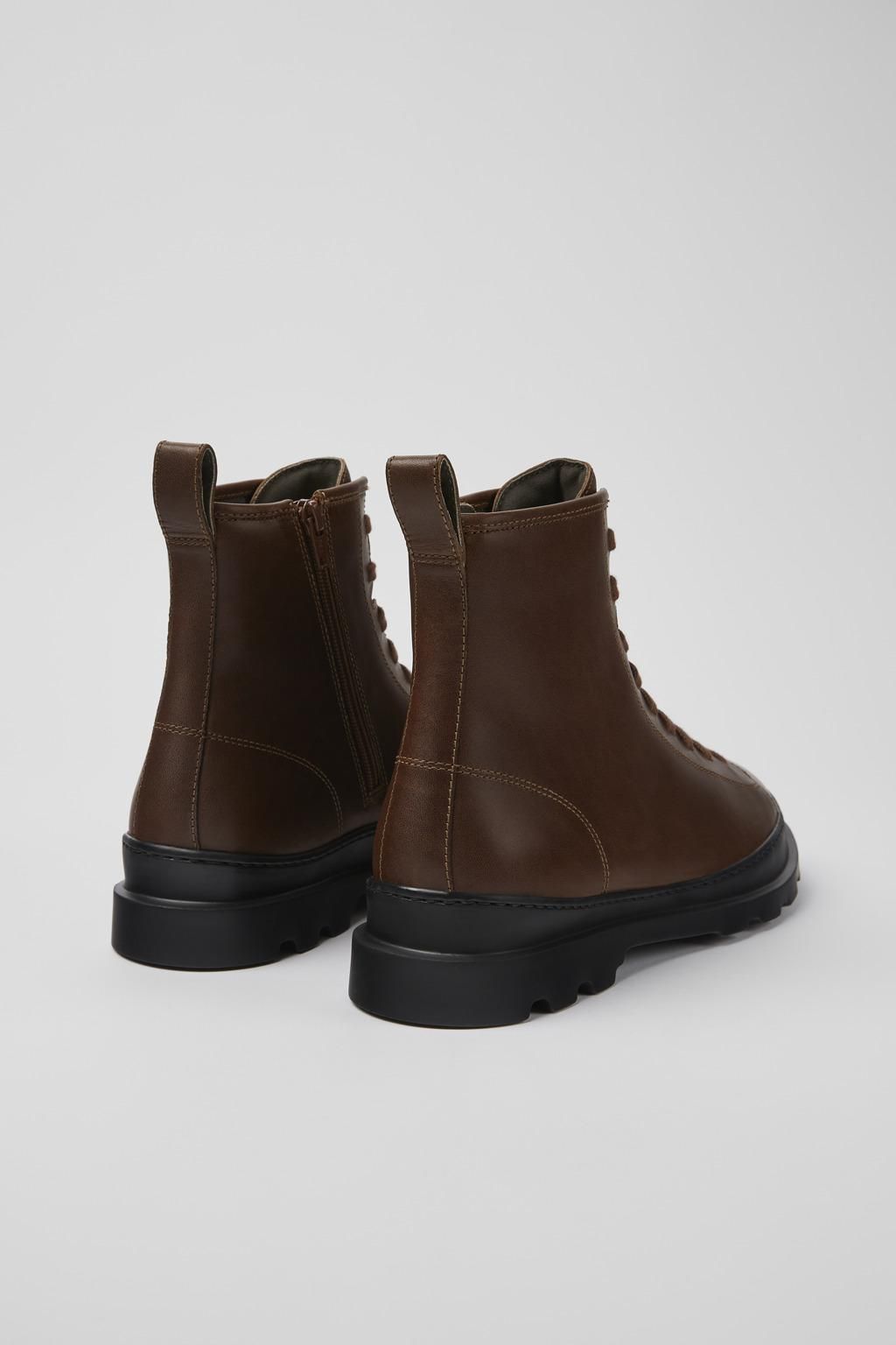 캠퍼 브라운 레더 레이스업 미들부츠 Brutus K300245-026 BROWN - 상세 이미지 3