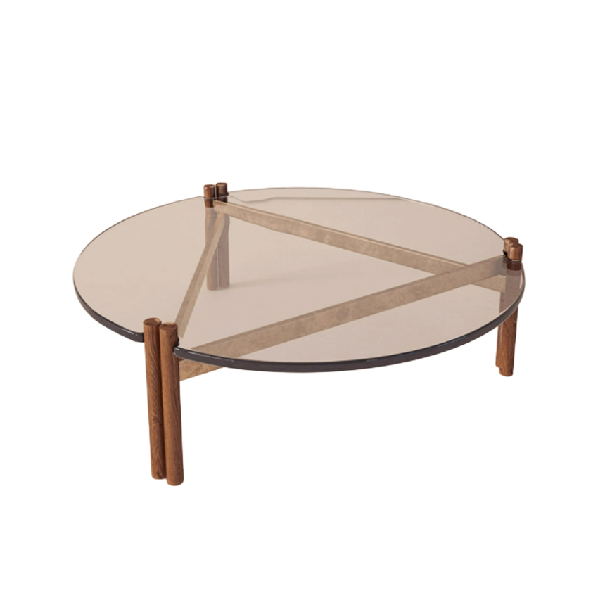 H 강화유리 원목 거실 우드 테이블 H Table S