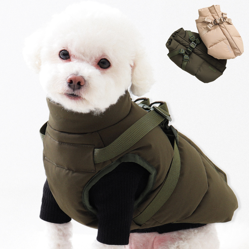강아지 패딩 하네스 조끼 겨울옷 S