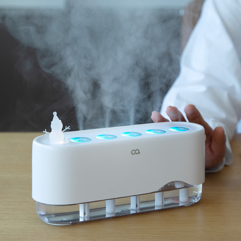 오아 뮤직씽크 미니 휴대용 초음파 가습기 사무실 책상 탁상용 듀얼 필터 음성인식 무드등