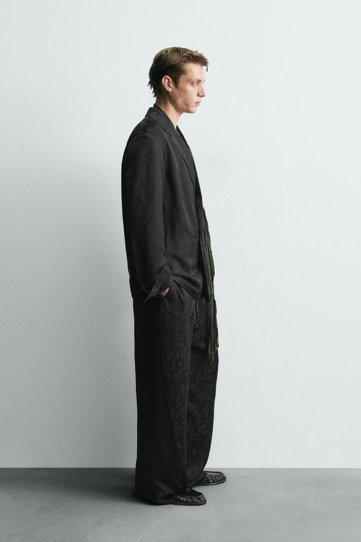 자라 페이즐리 테크니컬 와이드 수트 팬츠 9621/431 BLACK - 상세 이미지 5