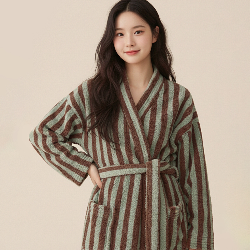 히트로브 샤워가운 커플 파자마 빅사이즈 겨울 수면잠옷 극세사로브 홈웨어 이미지 2