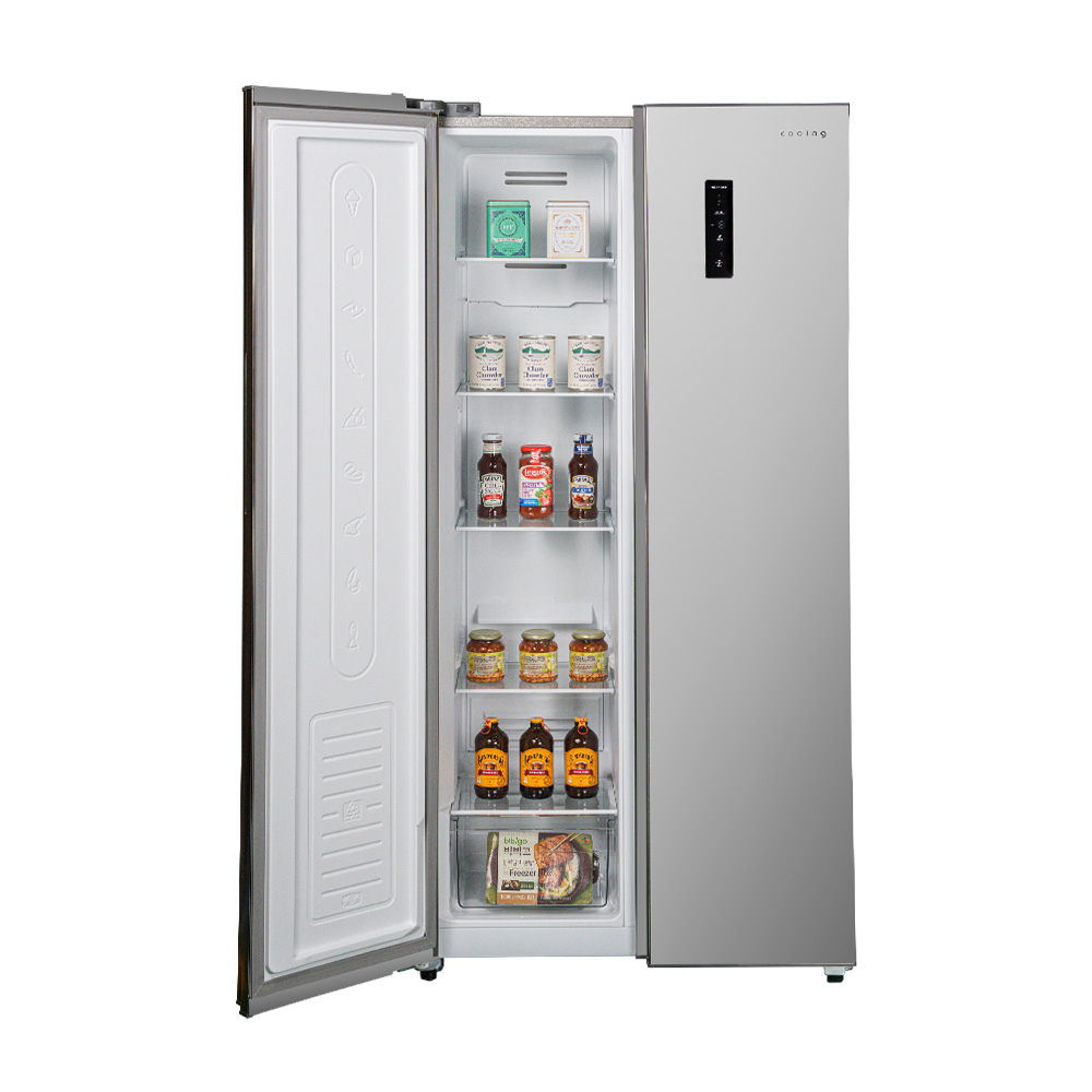 쿠잉 2도어 양문형냉장고 SBS410 대용량 저소음 신혼 프리스탠딩 메탈