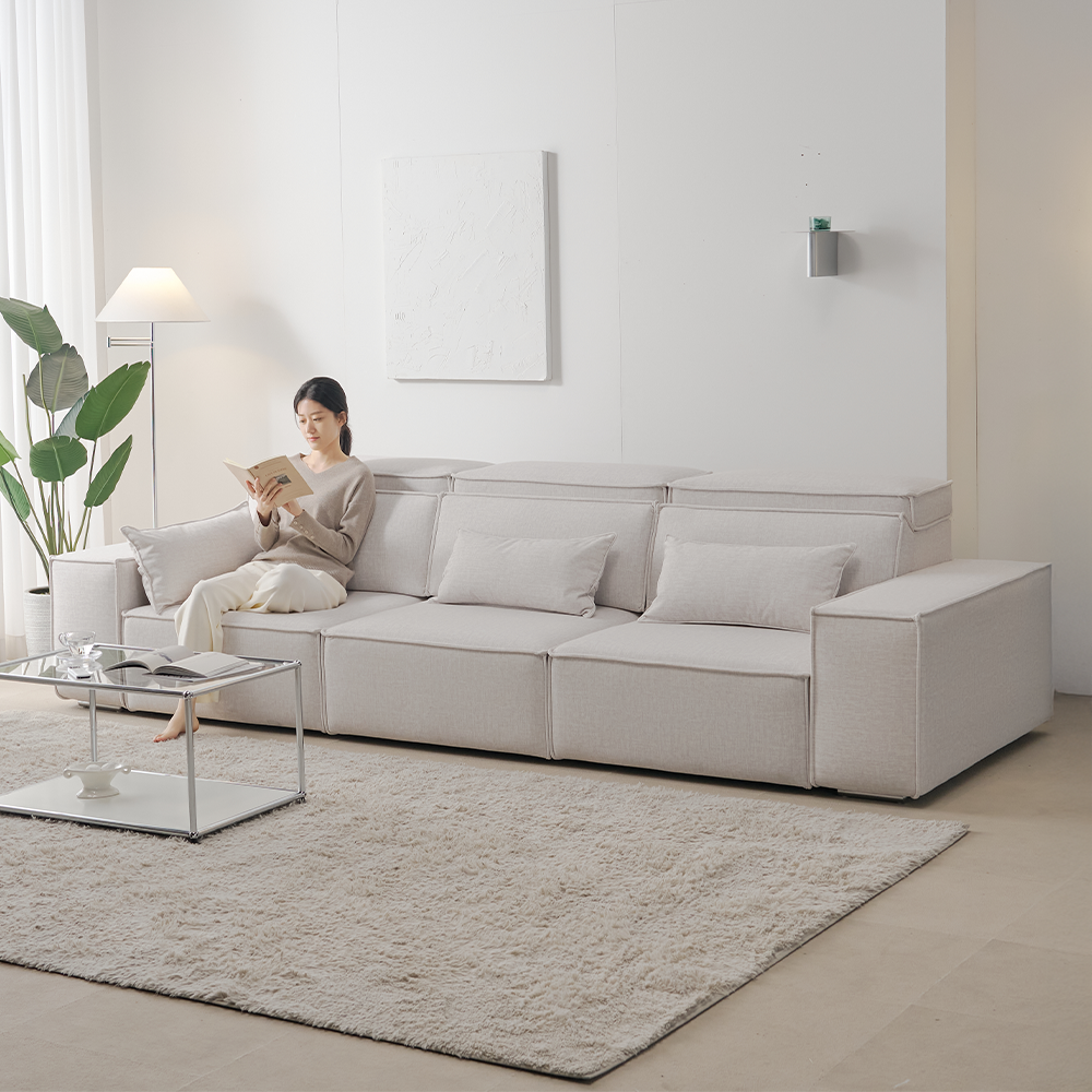 모덴 슬라이딩 무빙 소파 패브릭 리클라이너 모션쇼파 오프화이트, 3인용