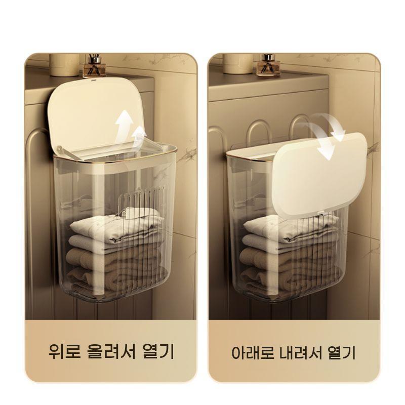욕실 투명 보관함 정리 수납 칸막이 벽걸이 수건 화장실 방수 샤워실 보관 바구니 - 상세 이미지 3