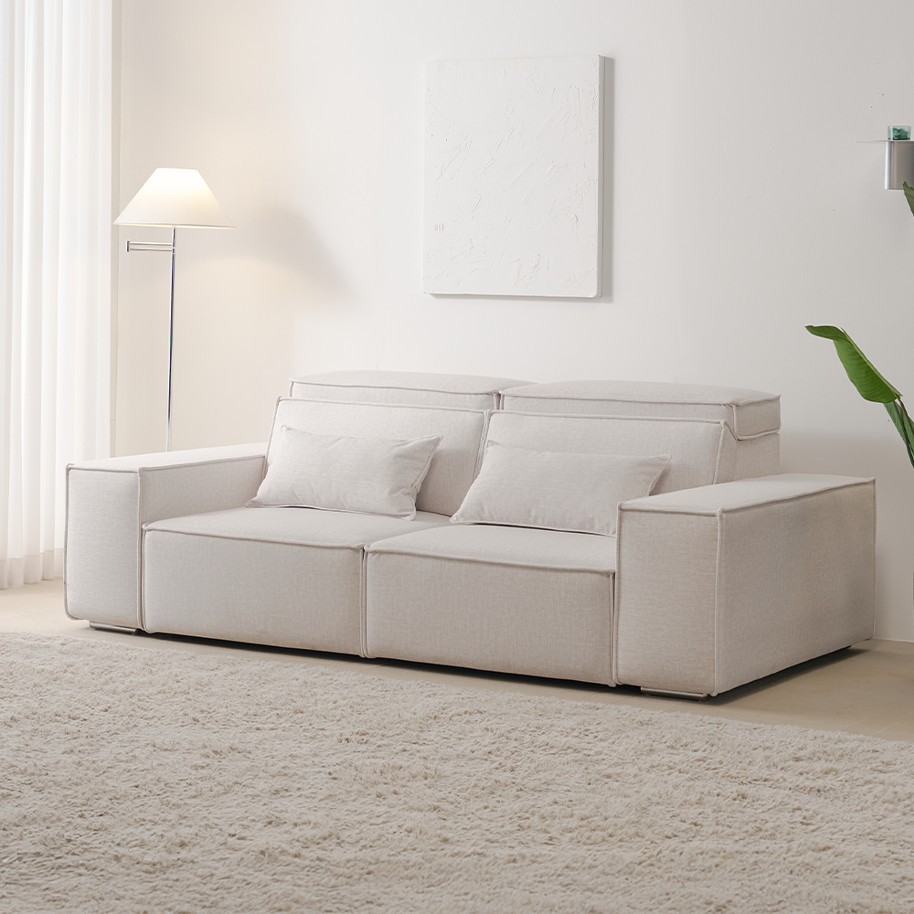 모덴 슬라이딩 무빙 소파 패브릭 리클라이너 모션쇼파 오프화이트, 3인용