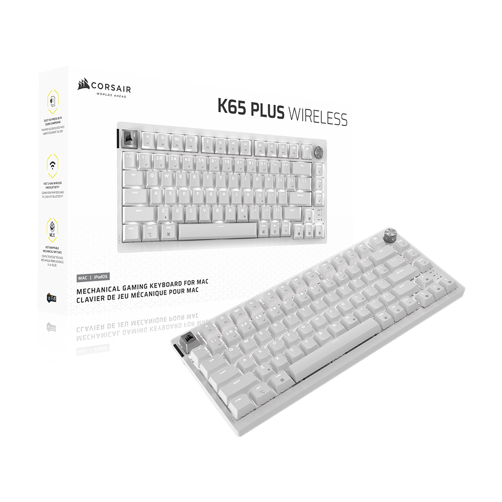 커세어 K65 RGB PLUS 무선 핫스왑 게이밍 기계식 키보드 MAC 화이트 적축 - 상세 이미지 4
