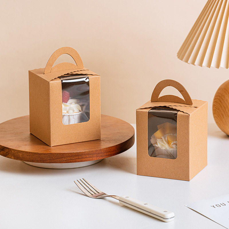 투명창 머핀 선물 상자 고급 답례품 포장 컵케이크 종이 미니 손잡이 디저트 박스 1구