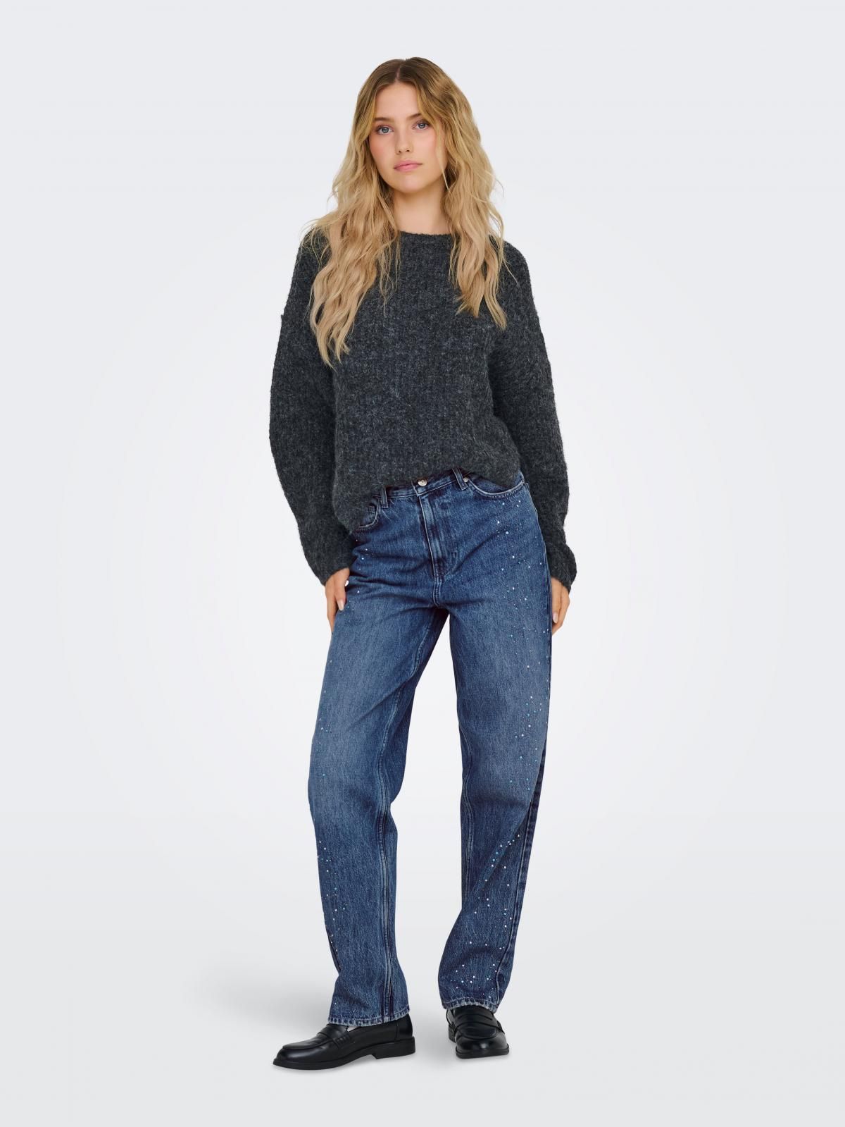 온리 하이웨이스트 스트레이트핏 데님 청바지 15334871_2115 BLUE / MEDIUM BLUE DENIM - 상세 이미지 5
