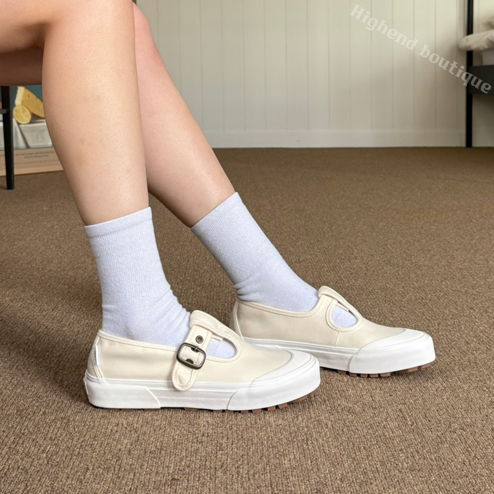 반스 메리제인 플랫 슈즈 여성 단화 아이보리, 250