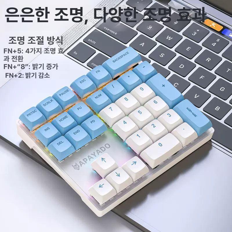 기계식 넘버패드 텐키 한손키보드 유선 숫자키보드 숫자자판 적축 청축 블루 앤 화이트 청축 - 상세 이미지 3