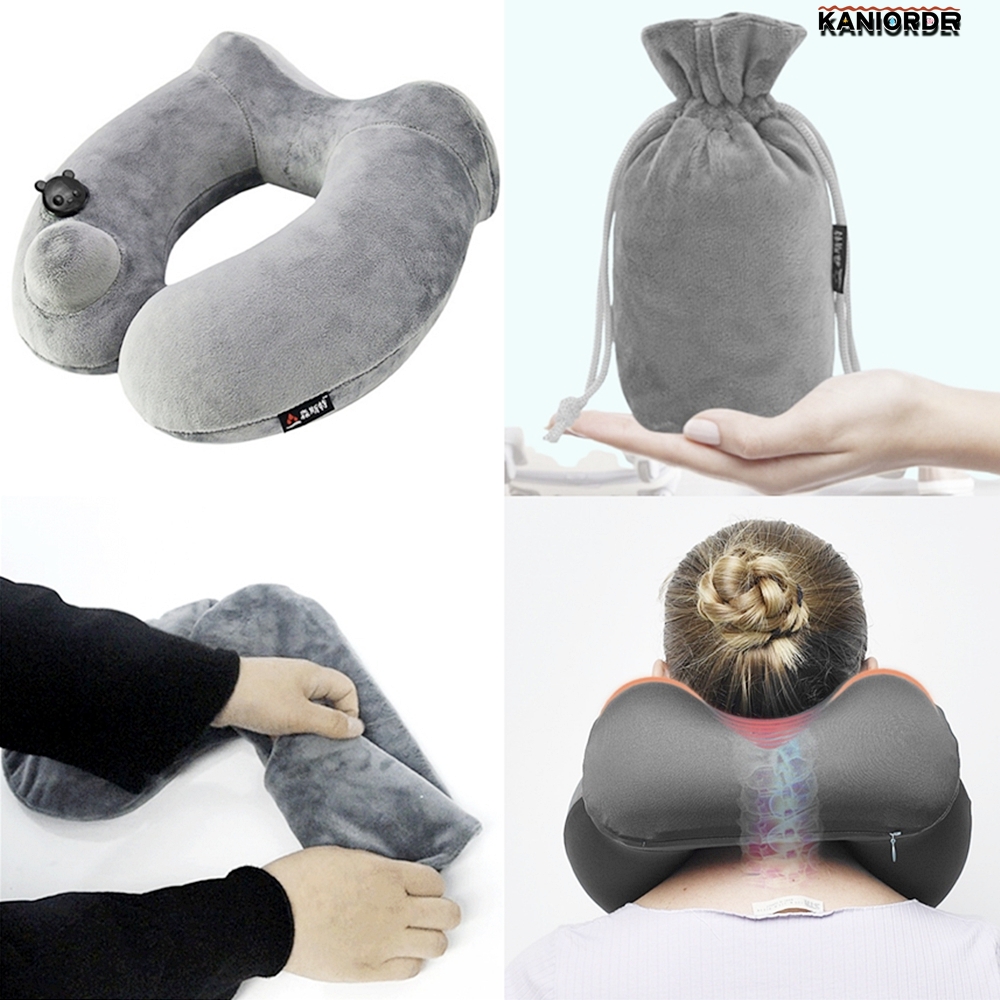 비행기 베개 장거리 목베개 에어 쿠션 목 지지 승무원 휴대용 벨벳 - 상품 이미지