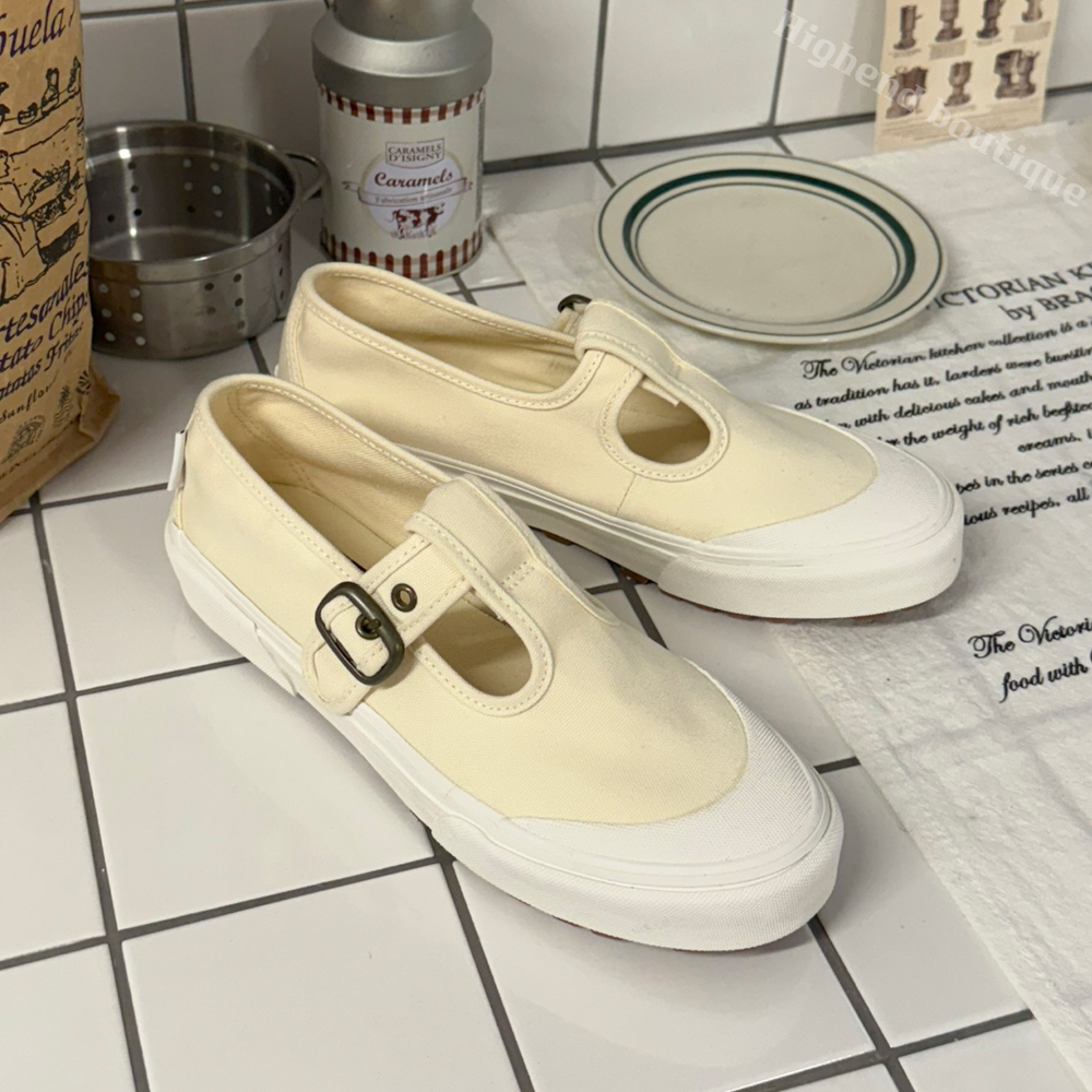 반스 메리제인 플랫 슈즈 여성 단화 아이보리, 250