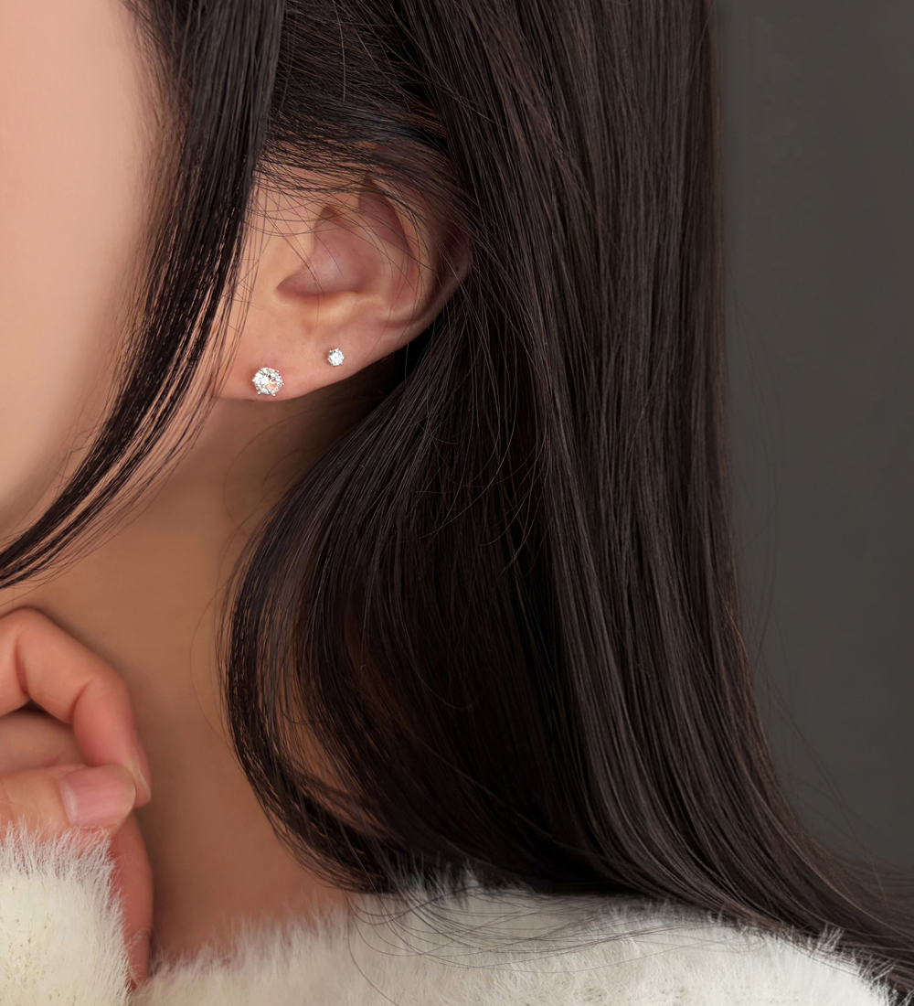 [무배] 실버925 3size 다이아 세팅 프리미엄 큐빅 귀걸이 이미지 7