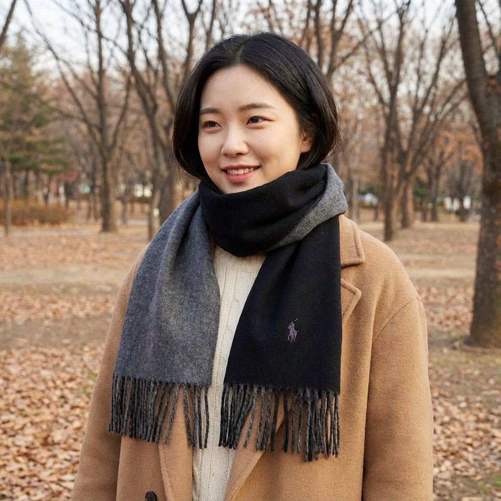 폴로 랄프로렌 목도리 스카프 머플러 PC0455-002 양면 미국판 - 상품 이미지