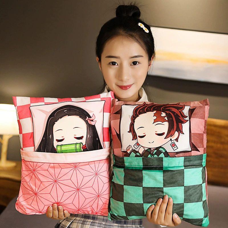 귀멸의 칼날 쿠션 베게 인형 네즈코 탄지로 제니츠 캐릭터 굿즈 귀칼 네즈코 36x27cm - 상세 이미지 3