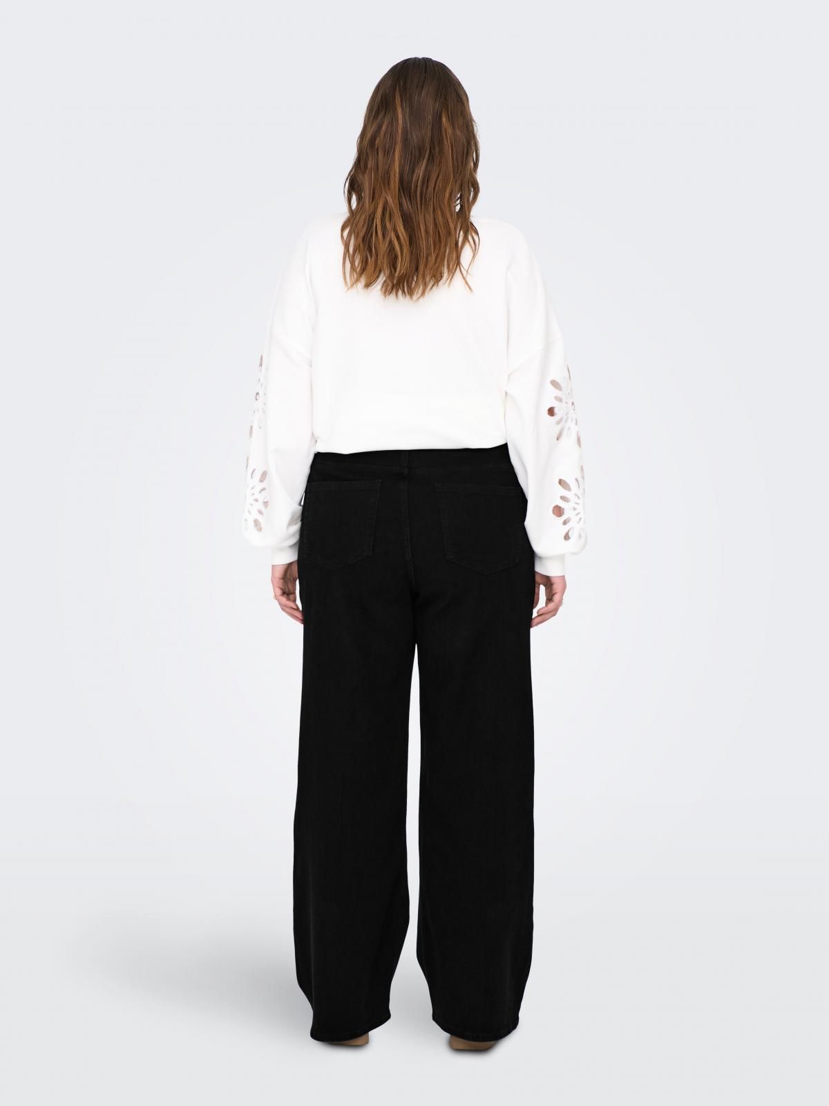 온리 플러스사이즈 와이드핏 데님 팬츠 15355016_2161 BLACK / BLACK - 상세 이미지 2