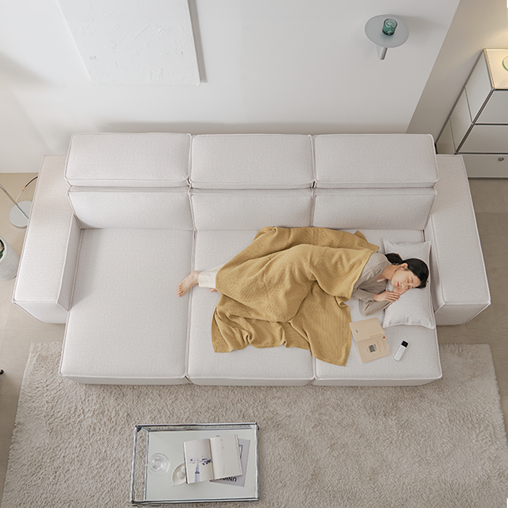 모덴 슬라이딩 무빙 소파 패브릭 리클라이너 모션쇼파 오프화이트, 3인용