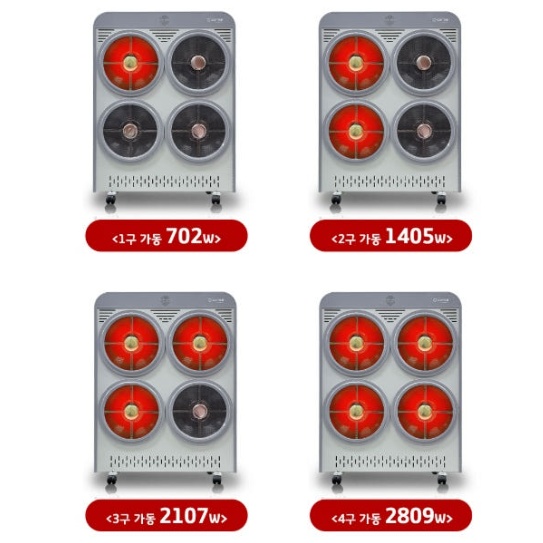 하이라이터히터 4구 개별난방 사무실 공장 이동식 전기온열기