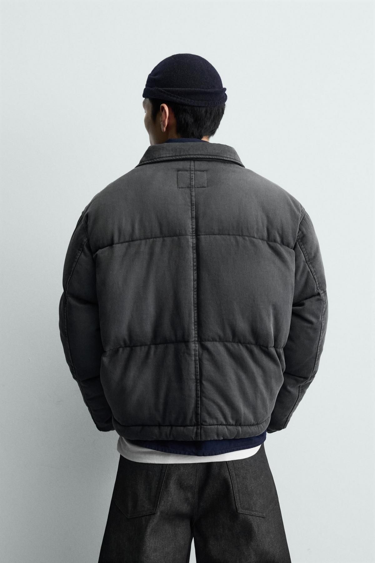 자라 테크니컬 퀼팅 블랙 데님 패딩 재킷 5762/362 GREY - 상세 이미지 4