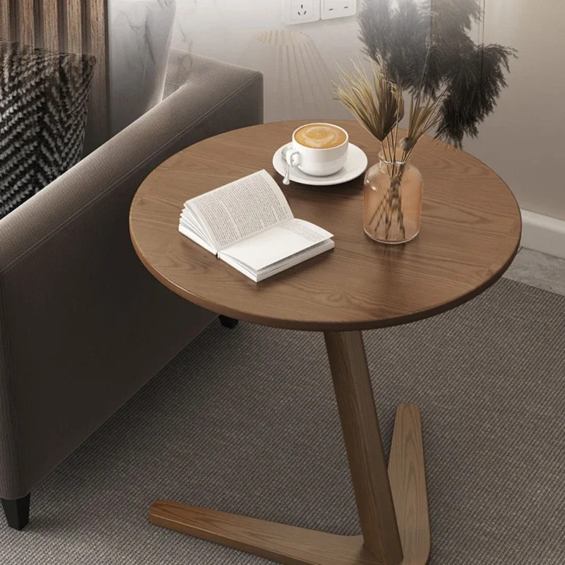 원목 ㄷ자형 이동식 소파 거실 사이드테이블 높이조절 가능 인테리어 협탁 간이테이블 실용적 디자인 버리우드 50 x 50CM