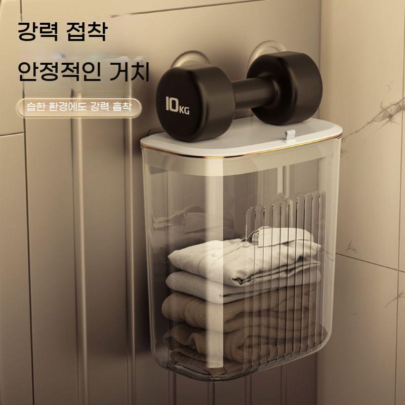 욕실 투명 보관함 정리 수납 칸막이 벽걸이 수건 화장실 방수 샤워실 보관 바구니 - 상세 이미지 5