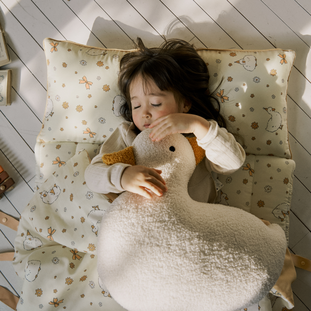 베베데코 올데이 일체형 어린이집 낮잠이불 듀라론 모달 듀얼 사계절 패드 블루밍래빗