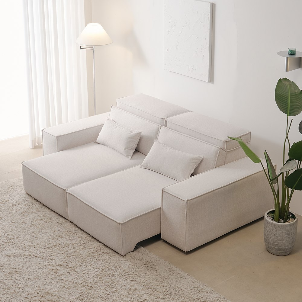 모덴 슬라이딩 무빙 소파 패브릭 리클라이너 모션쇼파 오프화이트, 3인용