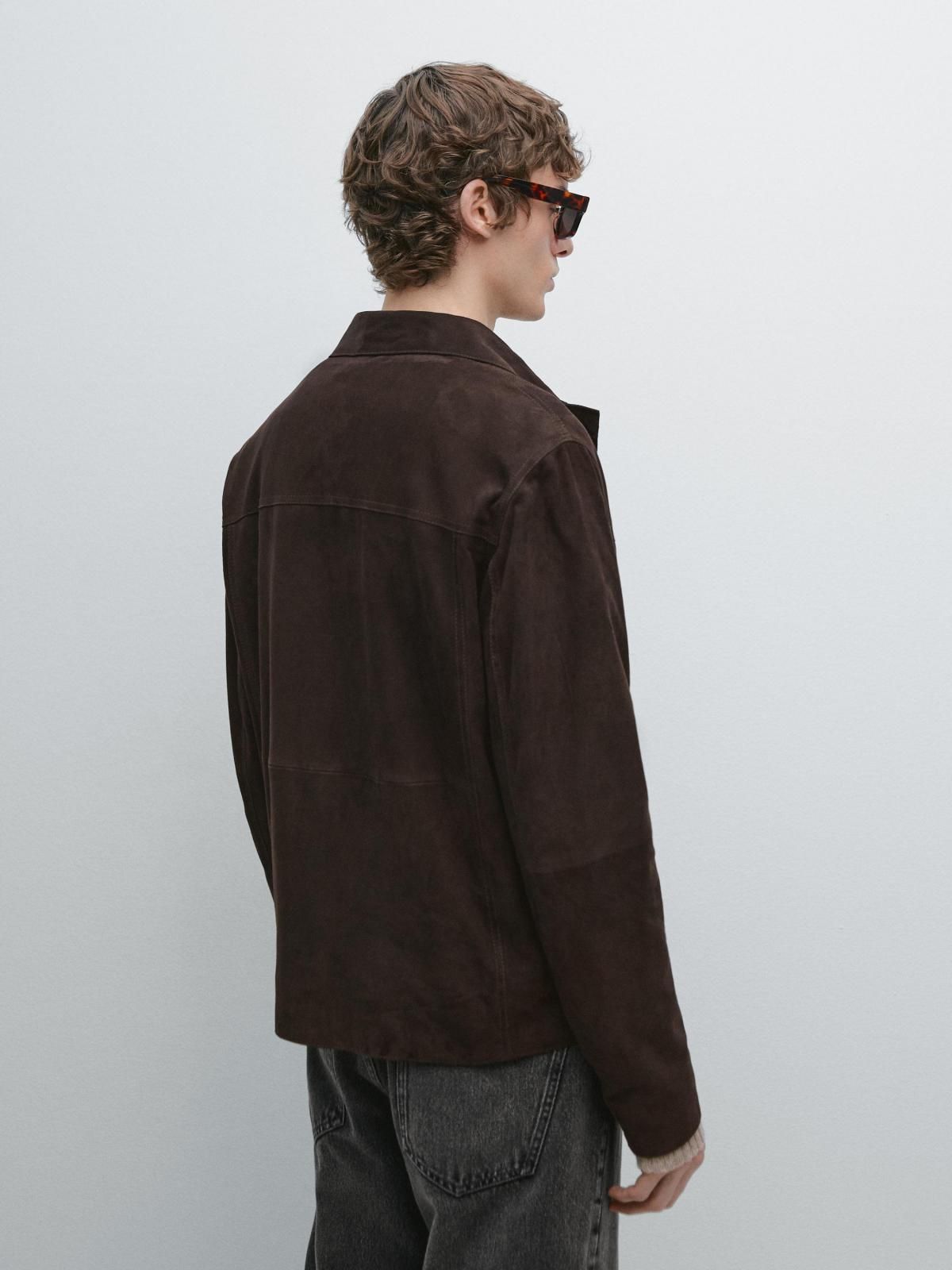 마시모두띠 프리미엄 스웨이드 레더 재킷 집업 포켓 3379/450 BROWN - 상세 이미지 4