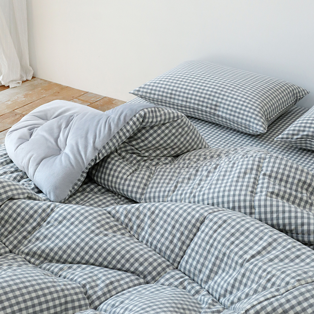 깅엄 체크 겨울이불 먼지없는 워싱 광목 순면 단모 극세사 알러지케어 차렵이불 세트 SS