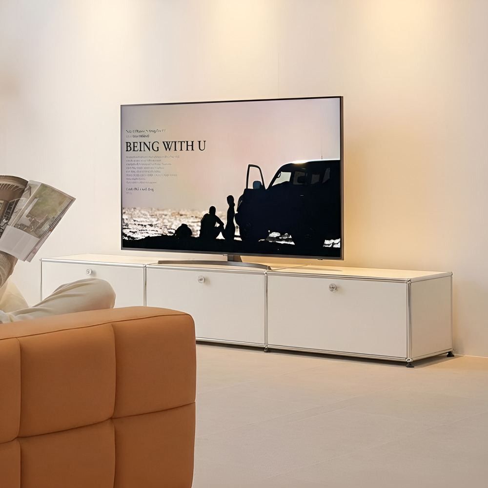 모덴 모듈 거실장 USM스타일 낮은 수납 철제 티비다이 2270, 화이트