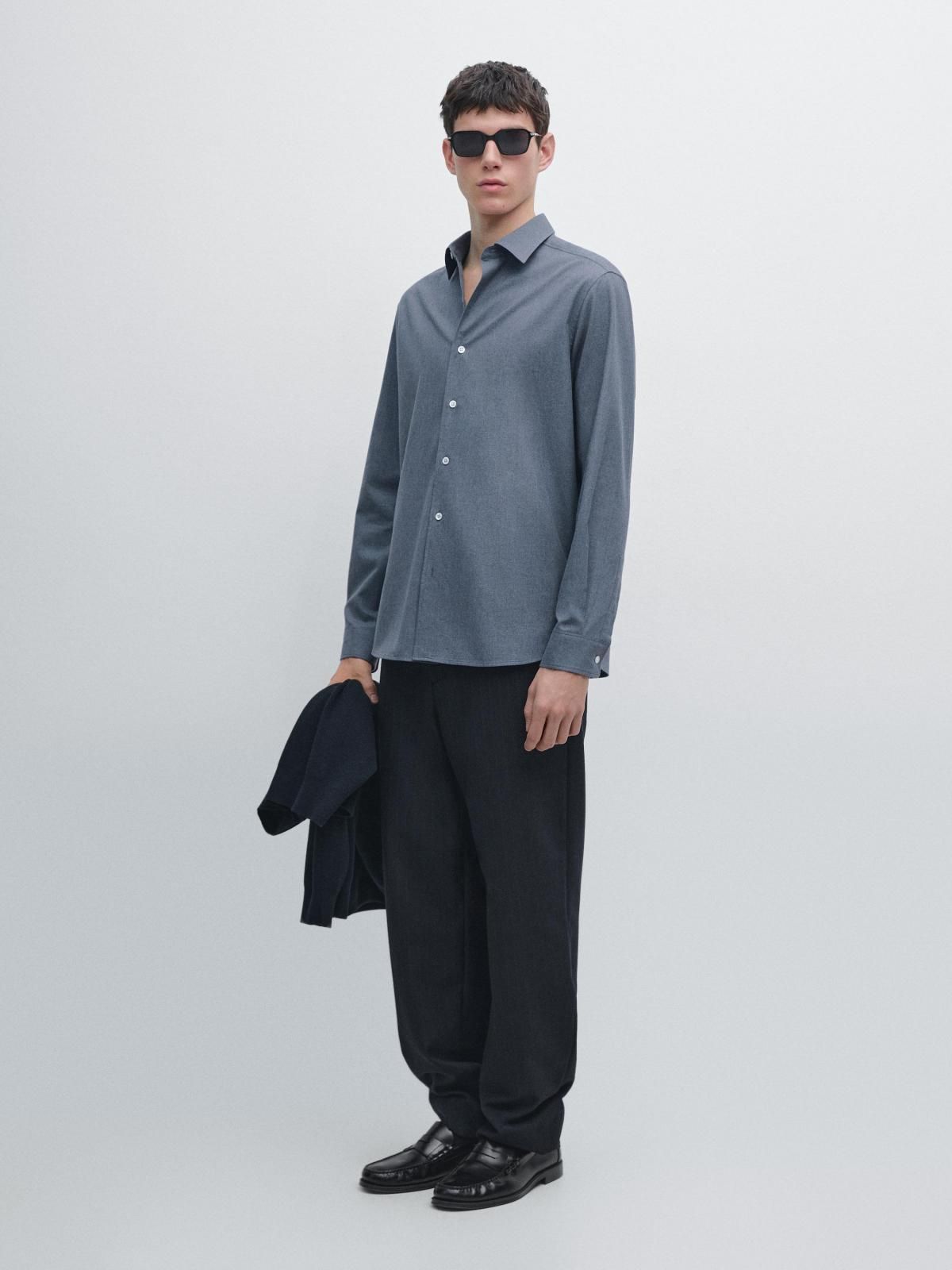 마시모두띠 멜란지 옥스포드 긴팔 셔츠 코튼 남성 1901/298 BLUE - 상세 이미지 2