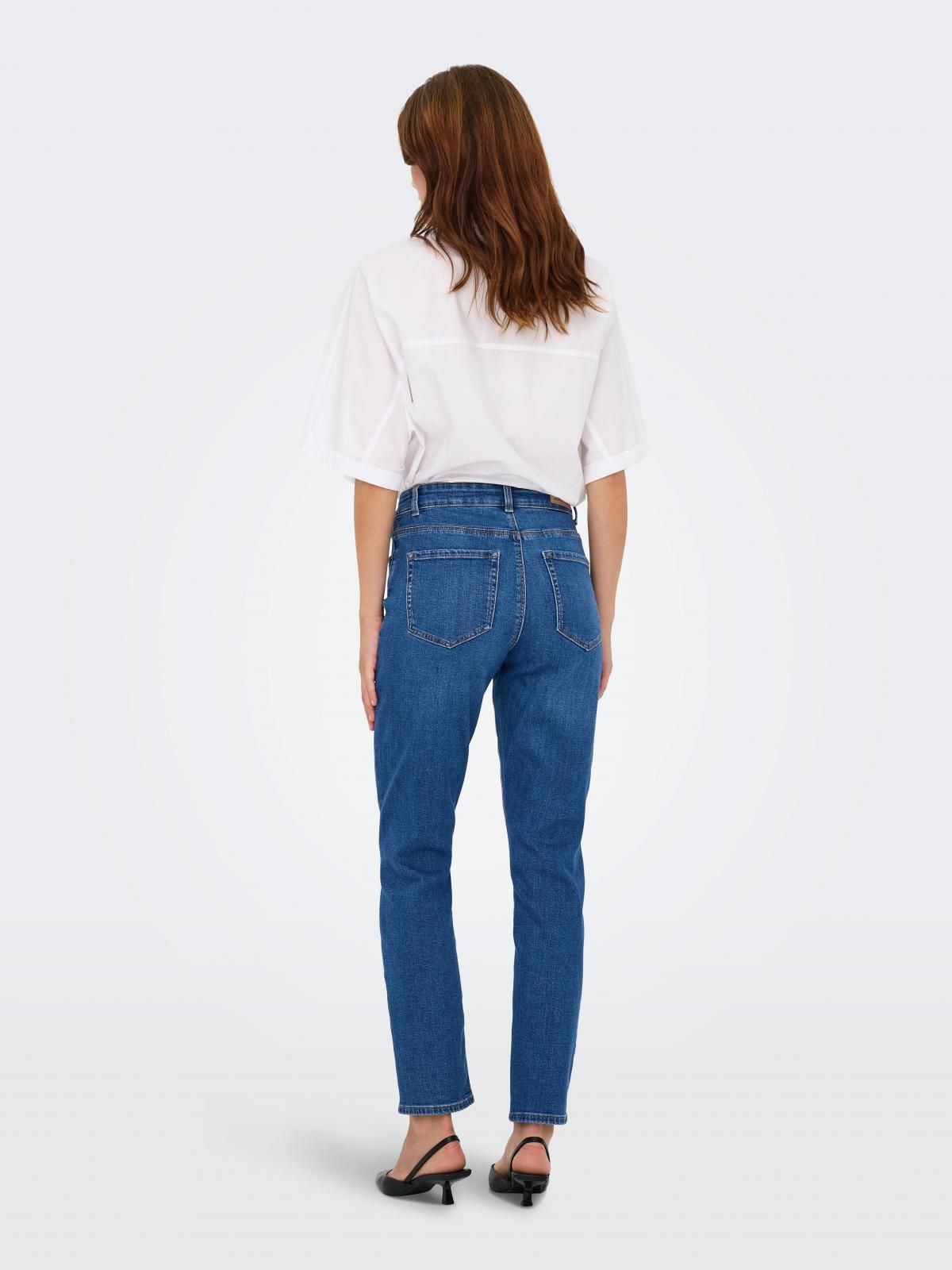 온리 하이웨이스트 데님 스트레이트핏 청바지 15318567_2115 BLUE / MEDIUM BLUE DENIM - 상세 이미지 2