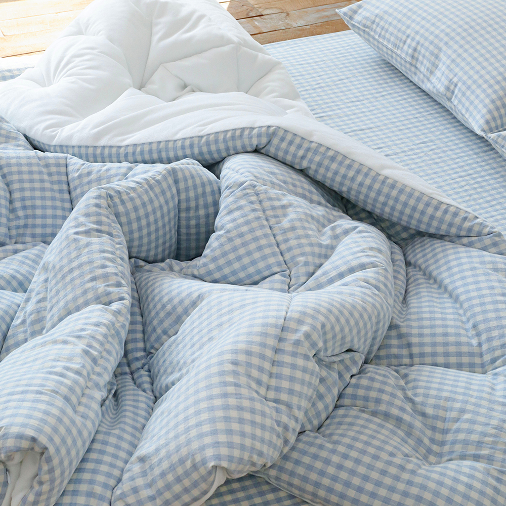 깅엄 체크 겨울이불 먼지없는 워싱 광목 순면 단모 극세사 알러지케어 차렵이불 세트 SS